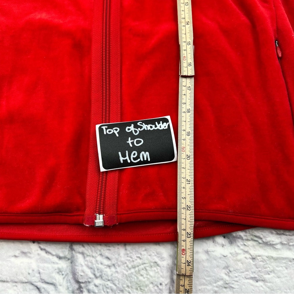 Tommy Hilfiger XL Classic Velour Full Zip Up Hoodie Red Soft & Cozy - Picture 5 of 8